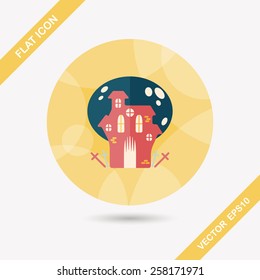 Halloween house flat icon with long shadow,eps10