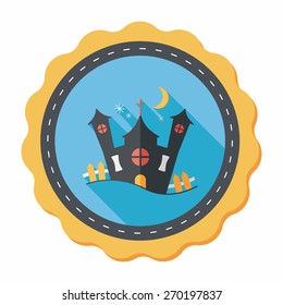 Halloween house flat icon with long shadow,eps10
