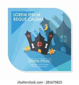 Halloween house flat icon with long shadow,eps10