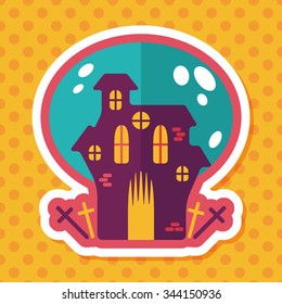 Halloween house flat icon with long shadow,eps10