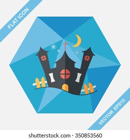 Halloween house flat icon with long shadow,eps10