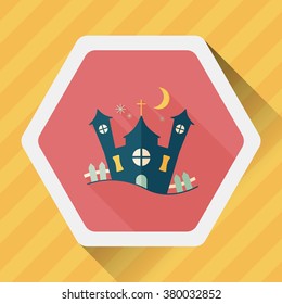 Halloween house flat icon with long shadow,eps10
