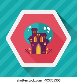 Halloween house flat icon with long shadow,eps10