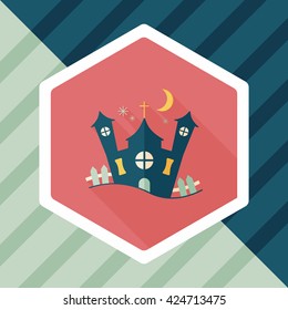 Halloween house flat icon with long shadow,eps10