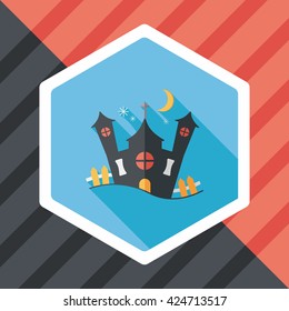Halloween house flat icon with long shadow,eps10