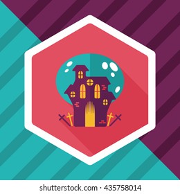 Halloween house flat icon with long shadow,eps10