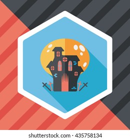 Halloween house flat icon with long shadow,eps10