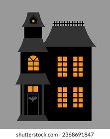 Halloween house flat style vector illustration
