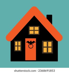 Halloween house flat style vector illustration