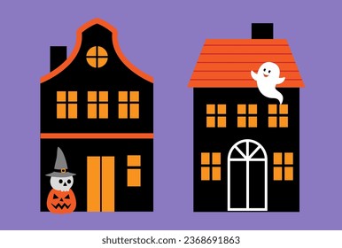 Halloween house flat style vector illustration