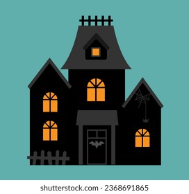 Halloween house flat style vector illustration