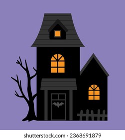 Halloween house flat style vector illustration