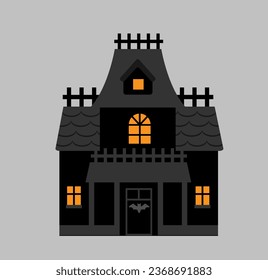 Halloween house flat style vector illustration