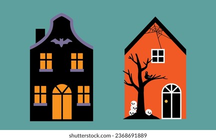 Halloween house flat style vector illustration