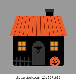 Halloween house flat style vector illustration