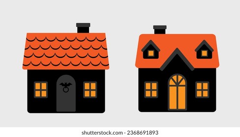 Halloween house flat style vector illustration