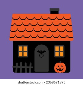 Halloween house flat style vector illustration