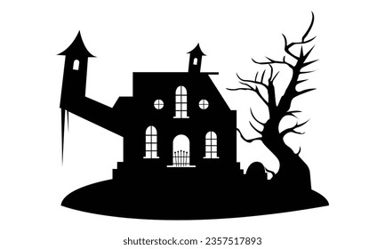 Halloween House Graphic Creepy Clip Art Design.