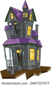 Halloween House. Horror building. A scary witch's residence. Spooky castle.