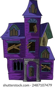 Halloween House. Horror building. A scary witch's residence. Spooky castle.