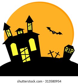 Halloween house icon. Flat, vector, illustration.