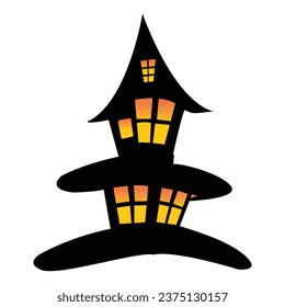 Halloween house icon silhouette with hat shaped design