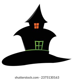 Halloween house icon silhouette with hat shaped design