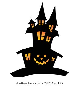 Halloween house icon silhouette with hat shaped design