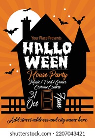 Halloween House Party Poster Flyer Social Media Post Design