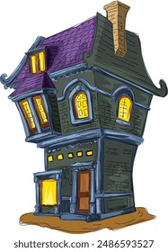 Halloween House. scary haunted house. A scary witch's residence. Spooky castle.