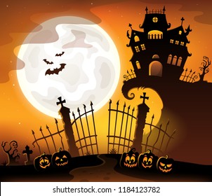 Halloween house silhouette theme 5 - eps10 vector illustration.