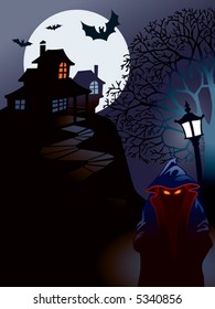 Halloween house, vector