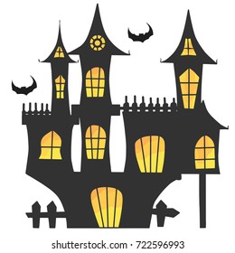 Vector Illustrations Halloween Castle Silhouette Stock Vector (Royalty ...