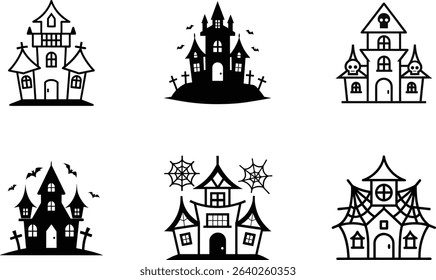 Halloween house vector elements vector art.