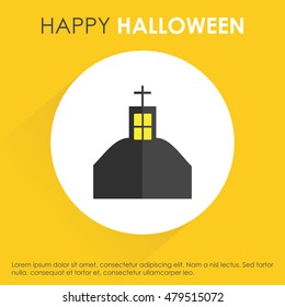 halloween house. Yellow shadow Icon background