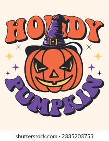 Halloween howdy pumpkin vector tshirt vector design 