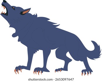 Halloween, Howling Blue Wolf Silhouette Art