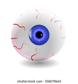 Halloween Human Eye, Eyeball with Veins Icon Symbol Design. Vector illustration isolated on white background
