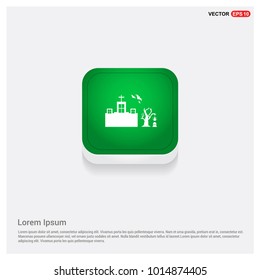 Halloween Hunted House Icon Green Web Button