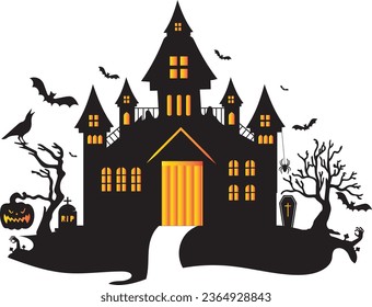 Halloween Hunted House Vector Art Design