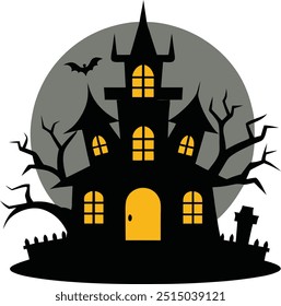 Halloween Hunted House Vertor Art