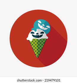 Halloween ice cream flat icon with long shadow,eps10