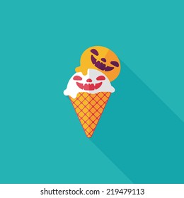 Halloween ice cream flat icon with long shadow,eps10