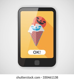 Halloween ice cream flat icon with long shadow,eps10