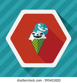 Halloween ice cream flat icon with long shadow,eps10