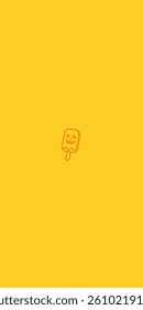 Halloween Ice Cream Illustration on Bright Yellow Background