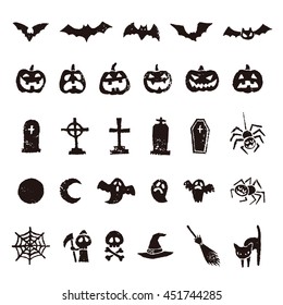 Halloween icon, bat, pumpkin, ghost, spider and moon etc.