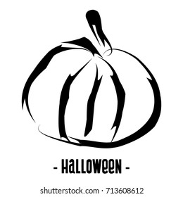 Halloween icon. Black pumpkin