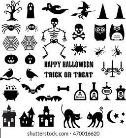 Halloween Icon black Silhouette vector illustrations