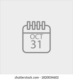halloween icon, calendar with october 31